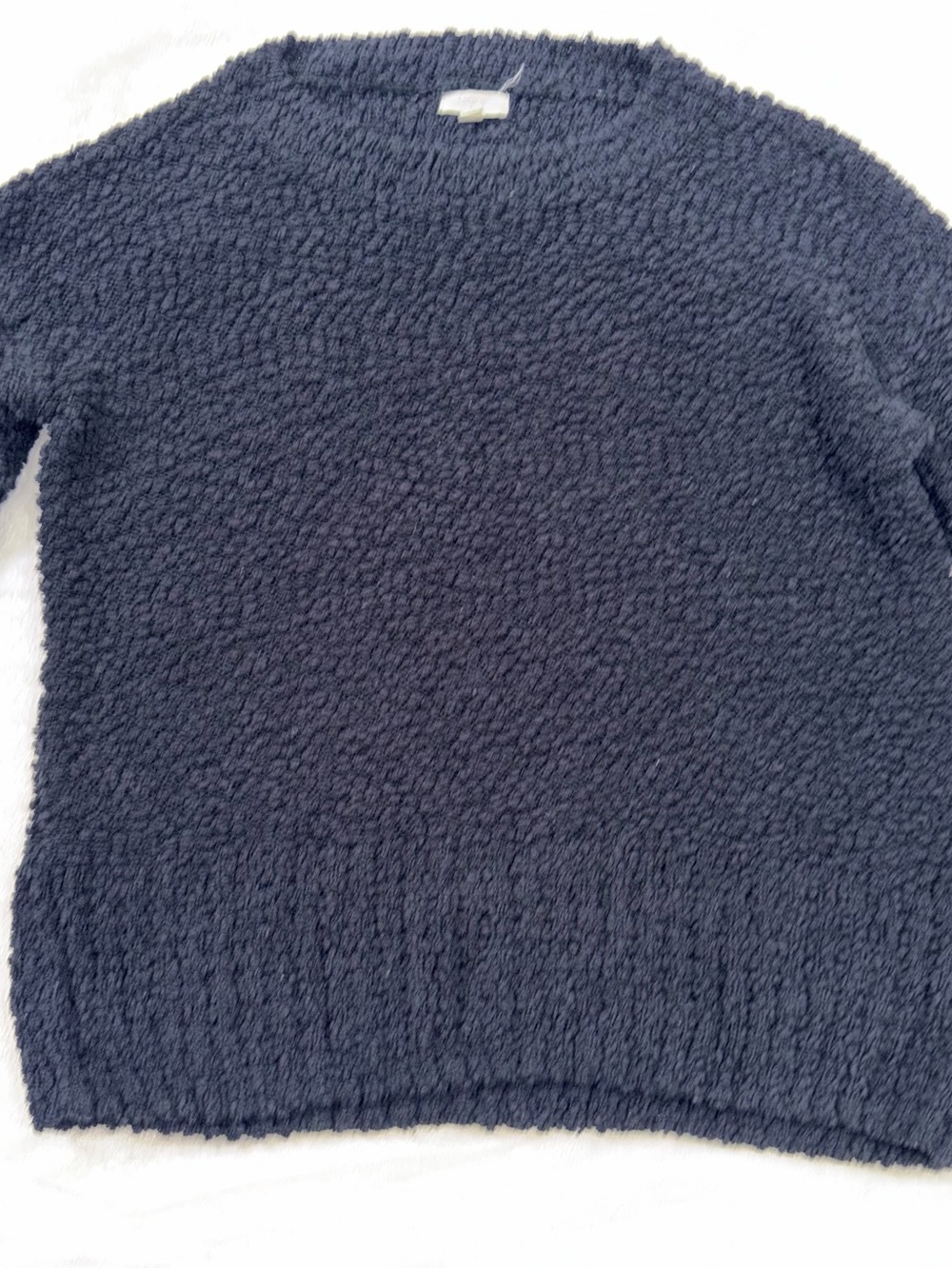 Plush Navy Textured Crewneck Sweatshirt
